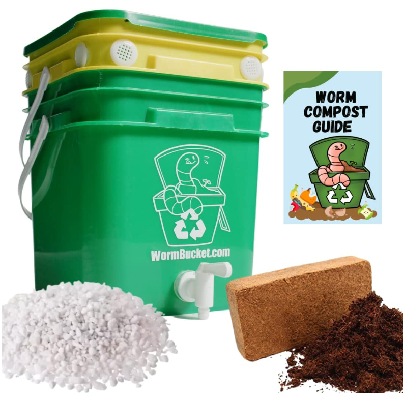 Worm Bucket Indoor Composting Kit for Making Worm Castings and Worm Tea