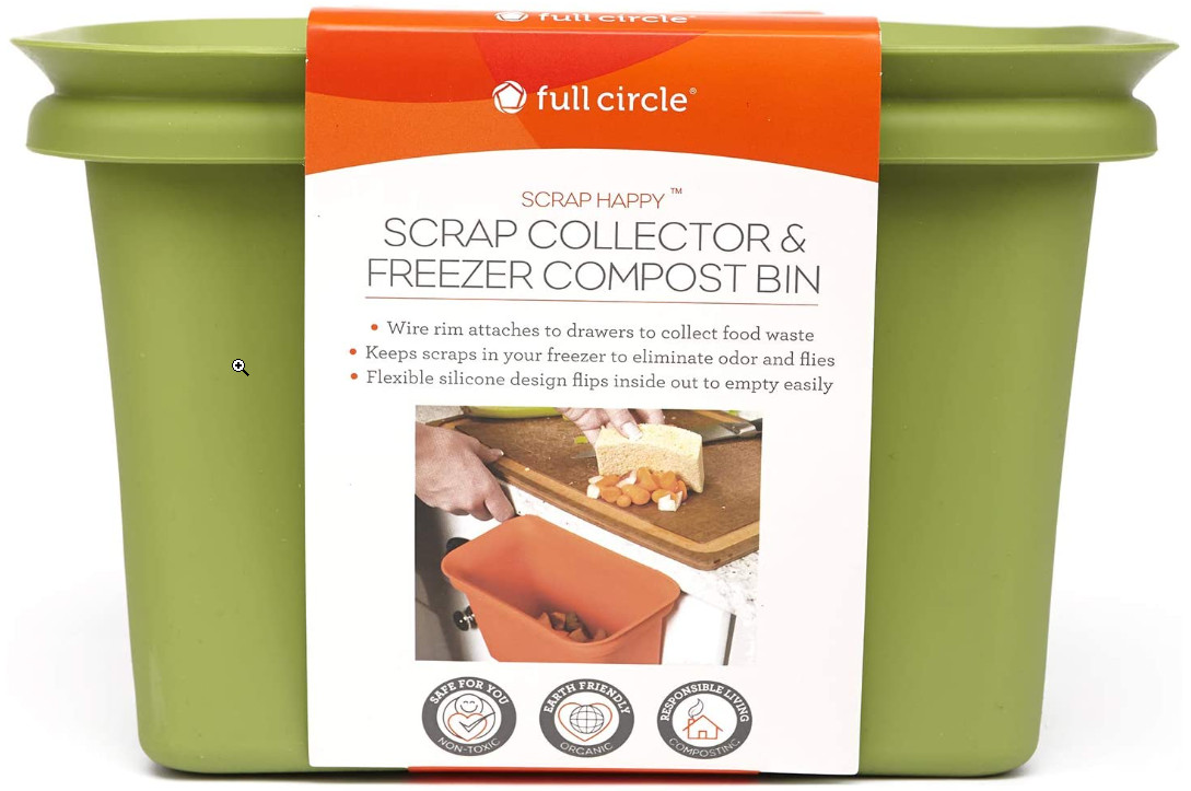 Full Circle Scrap Happy Food Scrap Collector and Freezer Compost Bin, Green