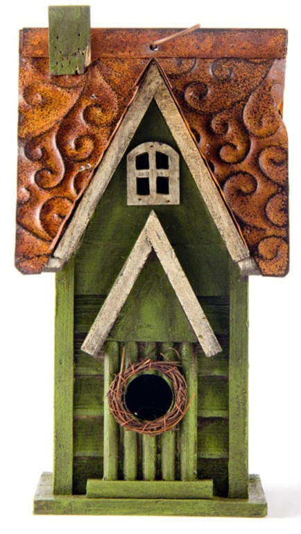 Glitzhome 11.93 H Green Hanging Wooden Garden Bird House