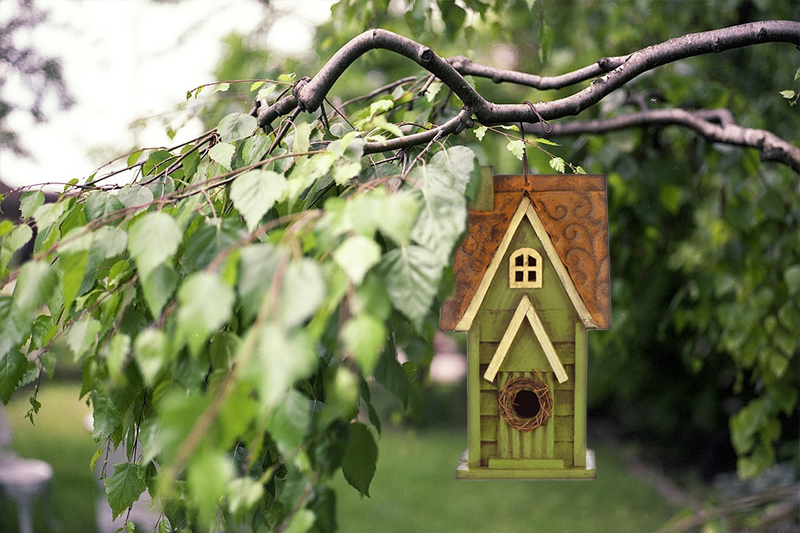 Glitzhome 11.93" Wooden Garden Bird House