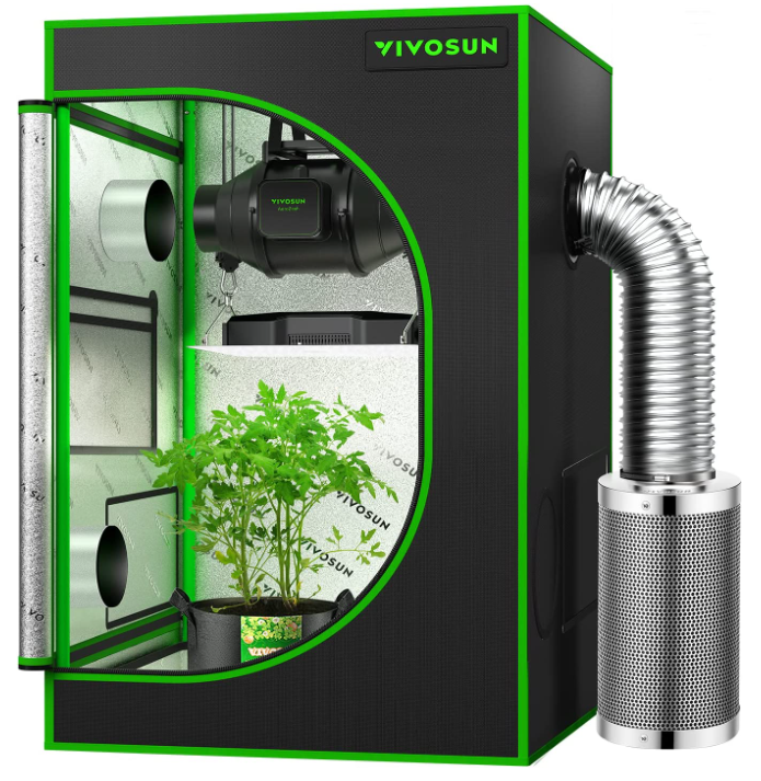A VIVOSUN S223 2x2 Grow Tent with a plant in it.